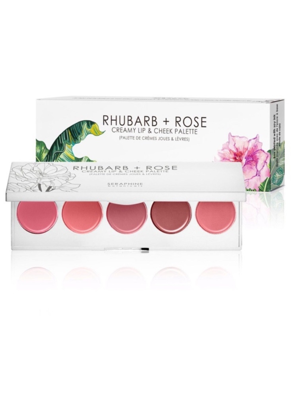 Seraphine Botanicals Rhubarb + Rose - Creamy Lip & Cheek Palette NEW! RV $45
